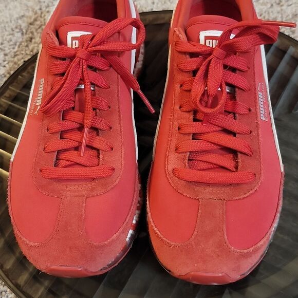 Puma Jamming Easy Rider Bubble Sole Red Suede Shoes Size 7 Youth Womens 8.5 - Picture 3 of 10